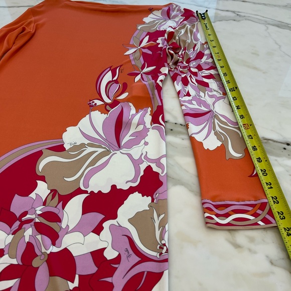 EMILIO PUCCI ORANGE FLORAL PRINT DRESS MODEL OEJH42 SIZE IT 44 / US 10 NWTS! - Picture 13 of 17